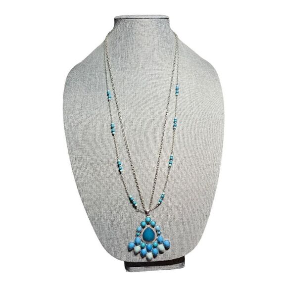 Turquoise Cascade Pendant Necklace (NWOT) - Picture 7 of 11